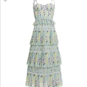 Self Portrait Tiered Floral Chiffon Bustier Dress